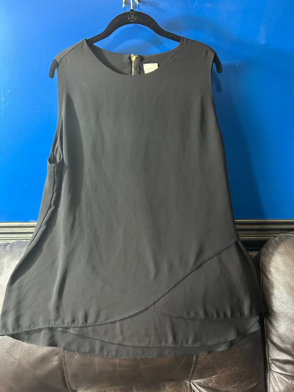 Chicos Black Layered Sheer Top Asymmetrical Whimsigoth XL 3